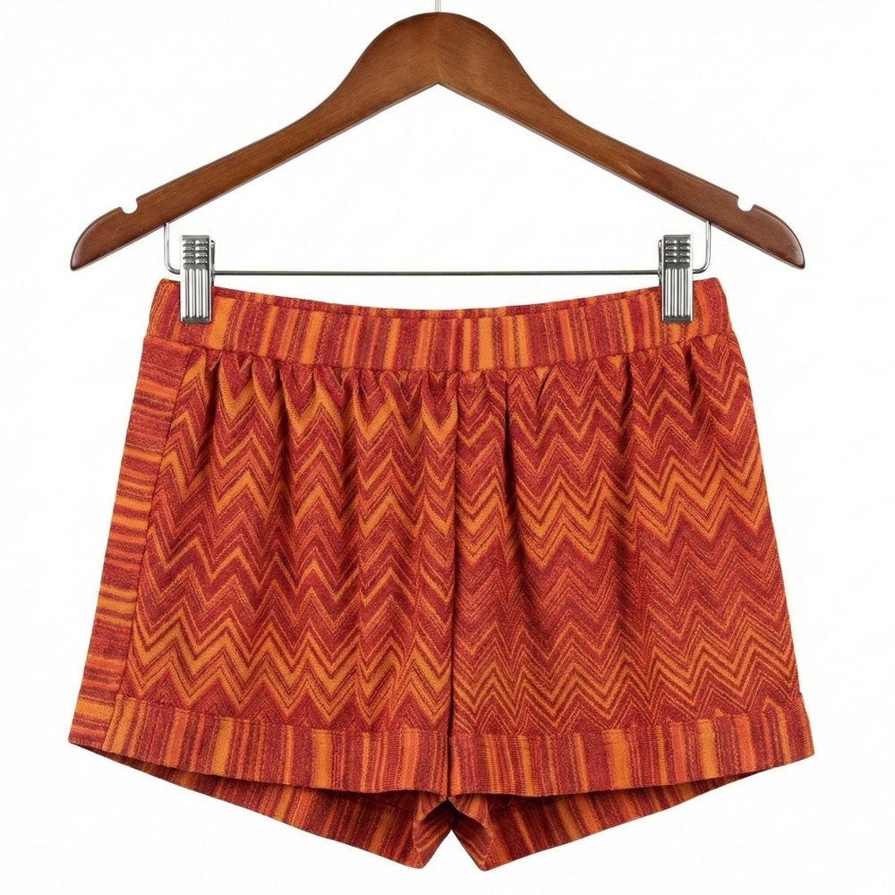 NWT• Missoni Mare Chevron Knit Tap Shorts Red Orange Zig Zag Italy 38 US XS